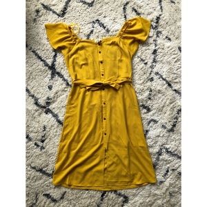 Mustard yellow midi dress